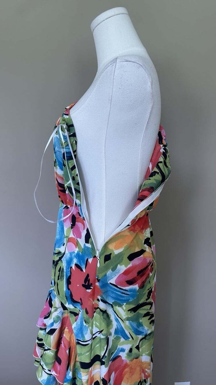 Show Me Your Mumu XS Standout One Shoulder Maxi Dress Mimosa Fiesta Ruffle Garde - Picture 7 of 8